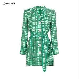 CAbi Green and White jacket.